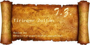 Tiringer Zoltán névjegykártya