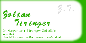 zoltan tiringer business card